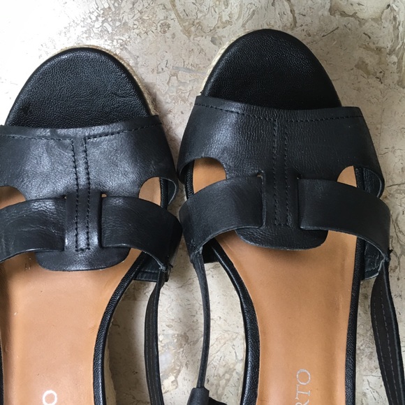 Black Leather Espadrille Sandal Crispin Sling Back - Picture 7 of 8